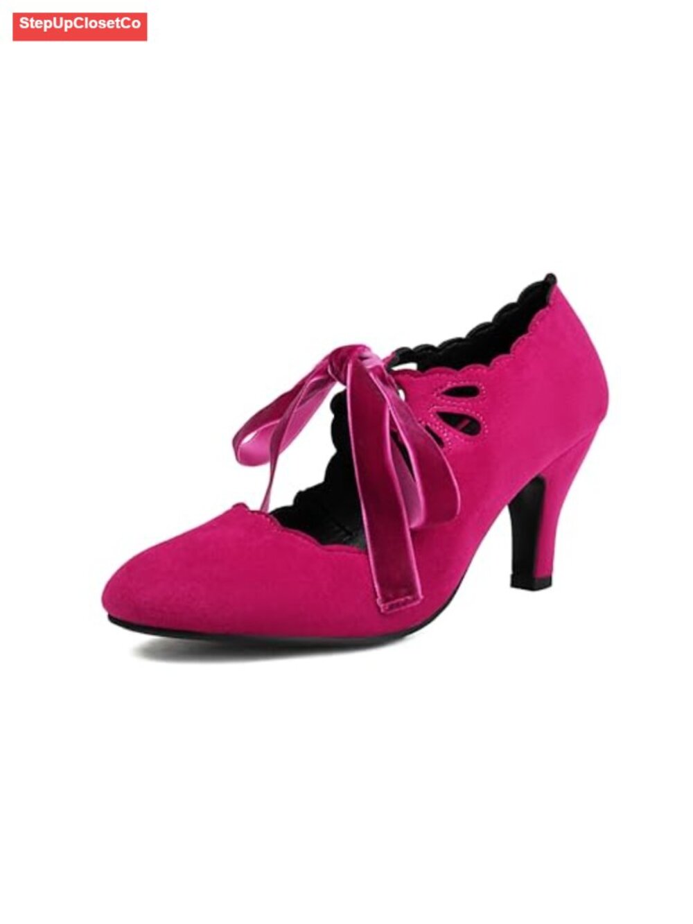 Women's Vintage Lace Up Teardrop Cut Out Round Toe Gatsby Heels Retro Pumps
